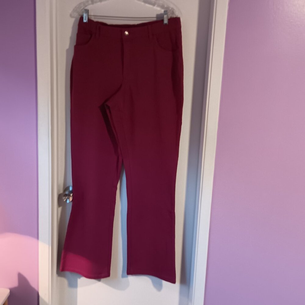DENIM CO WOMEN'S SIZE 14 STRETCHY WINE COLOR PANTS EUC - Picture 3 of 8